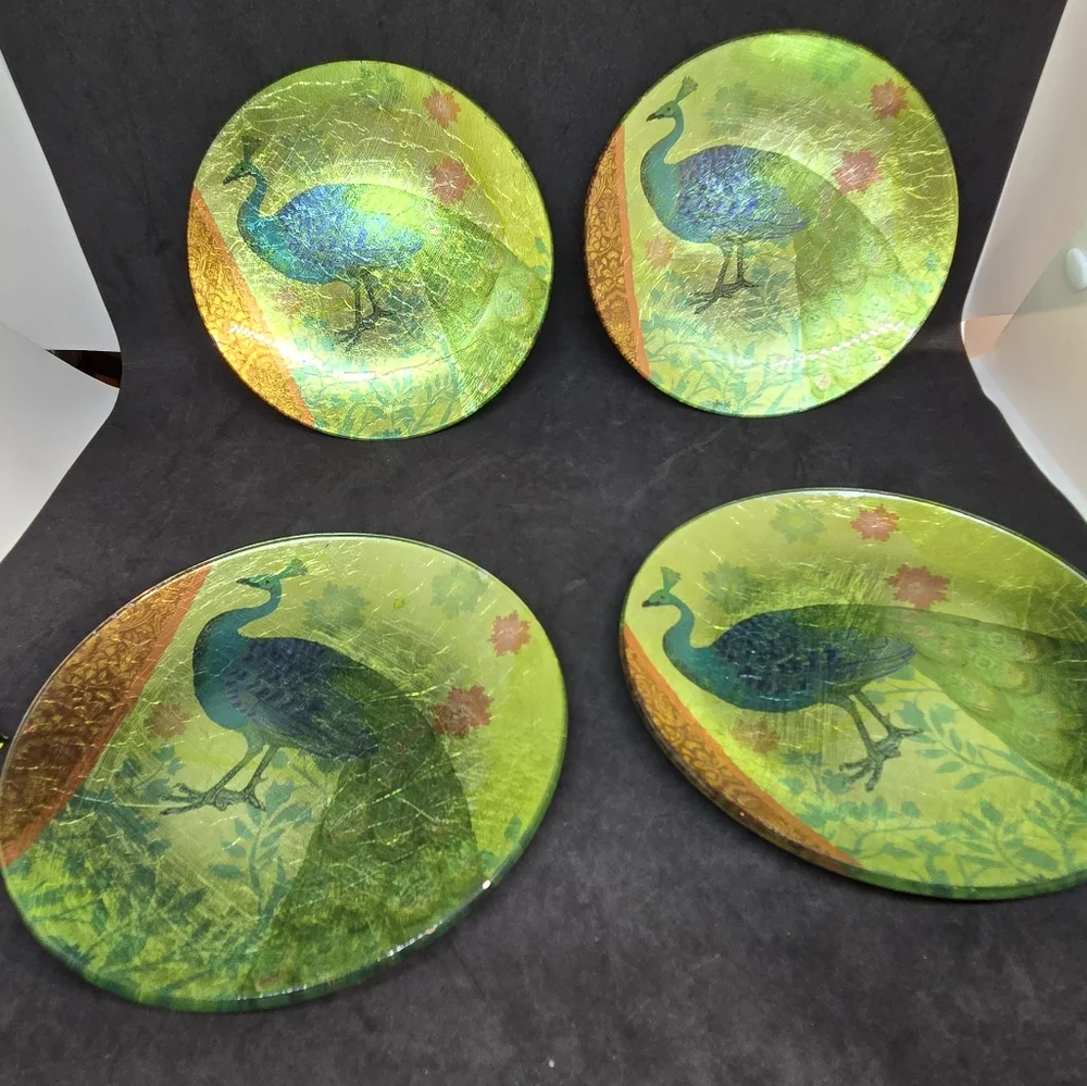 Pier 1 Imports Peacock Appetizer Plate Set